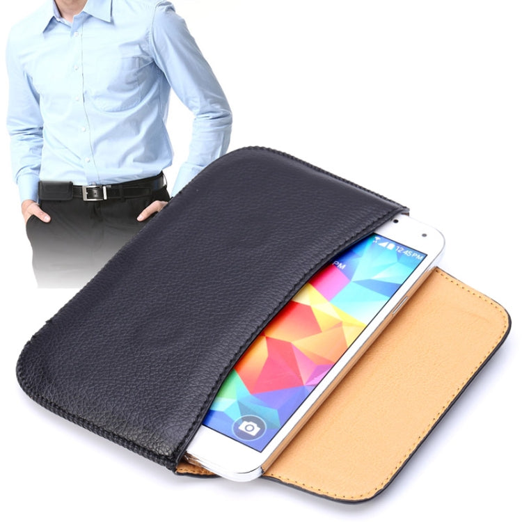 Universal Litchi Texture Horizontal Style Waist Bag Leather Case for iPhone X , Galaxy S7 / S6 / S5 / G900 / i9082(Black)