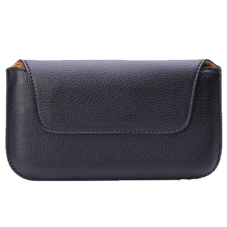 Universal Litchi Texture Horizontal Style Waist Bag Leather Case for iPhone X , Galaxy S7 / S6 / S5 / G900 / i9082(Black)