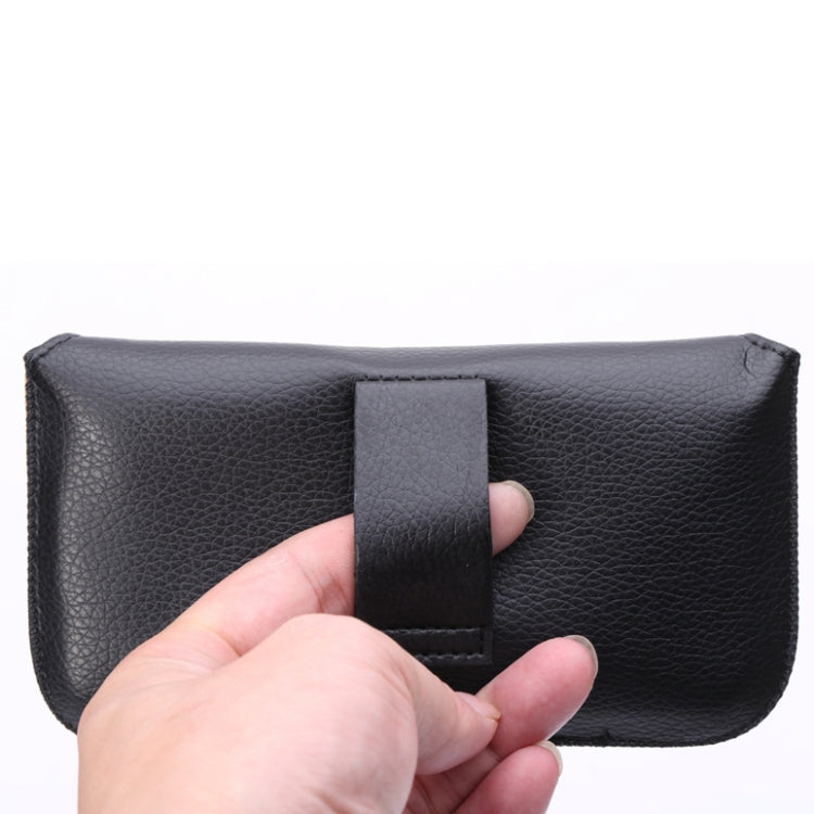 Universal Litchi Texture Horizontal Style Waist Bag Leather Case for iPhone X , Galaxy S7 / S6 / S5 / G900 / i9082(Black)