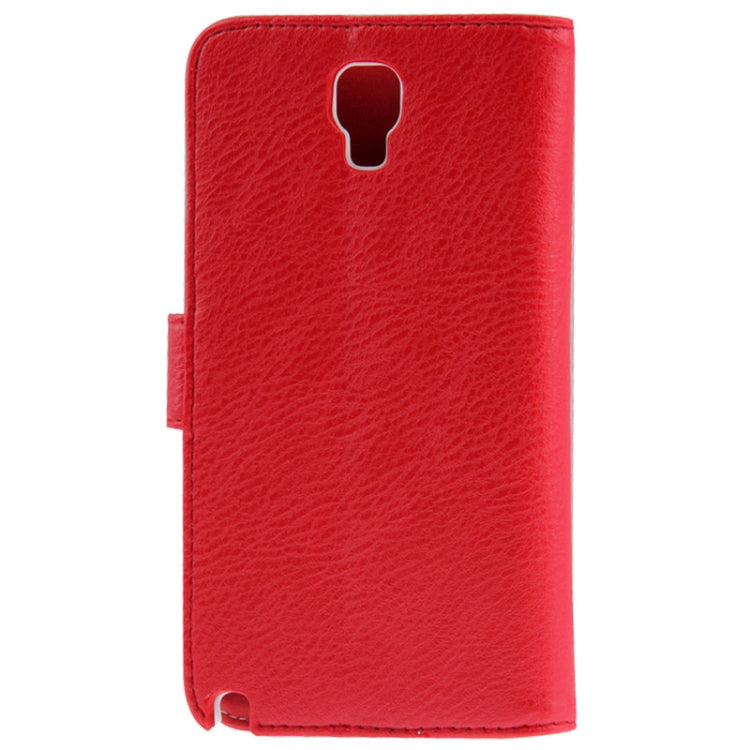 Litchi Texture Horizontal Flip Leather Case with Credit Card Slot & Holder for Galaxy Note 3 Neo / N7505(Red)