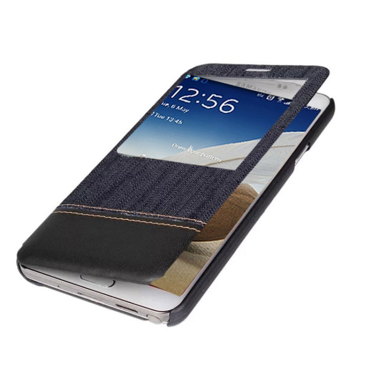 Jeans Style Flip Leather Case with Credit Card Slots & Call Display ID for Galaxy Note III / N9000