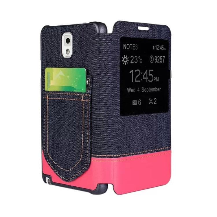 Jeans Style Flip Leather Case with Credit Card Slots & Call Display ID for Galaxy Note III / N9000