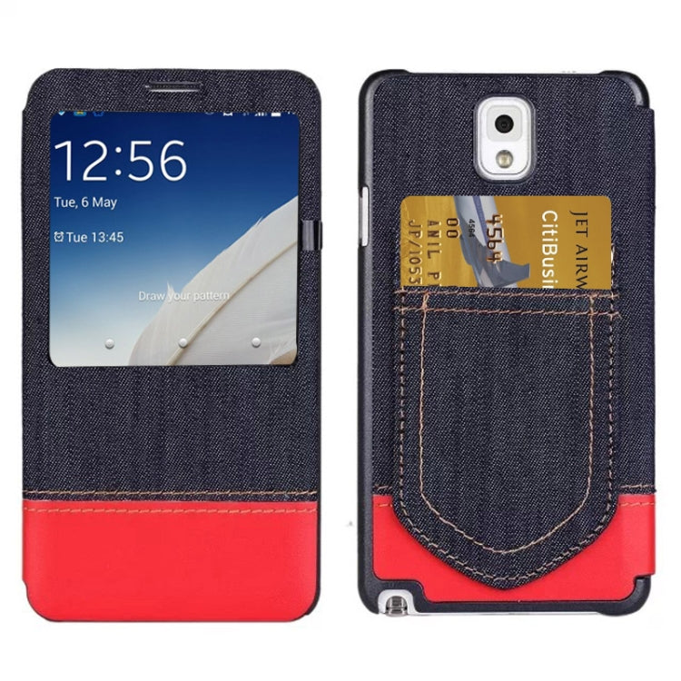 Jeans Style Flip Leather Case with Credit Card Slots & Call Display ID for Galaxy Note III / N9000