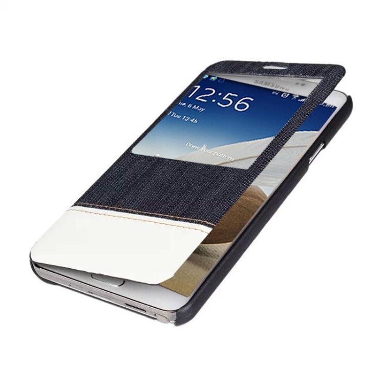 Jeans Style Flip Leather Case with Credit Card Slots & Call Display ID for Galaxy Note III / N9000