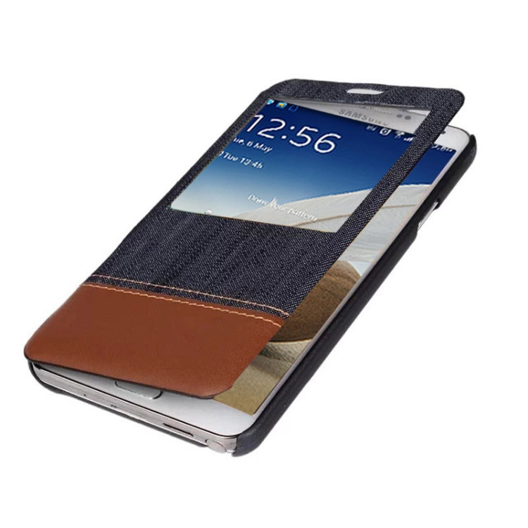 Jeans Style Flip Leather Case with Credit Card Slots & Call Display ID for Galaxy Note III / N9000