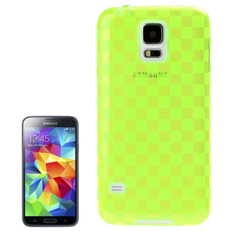 Grid Pattern Translucent TPU Protective Case with Anti-dust Plug for Galaxy S5 / G900