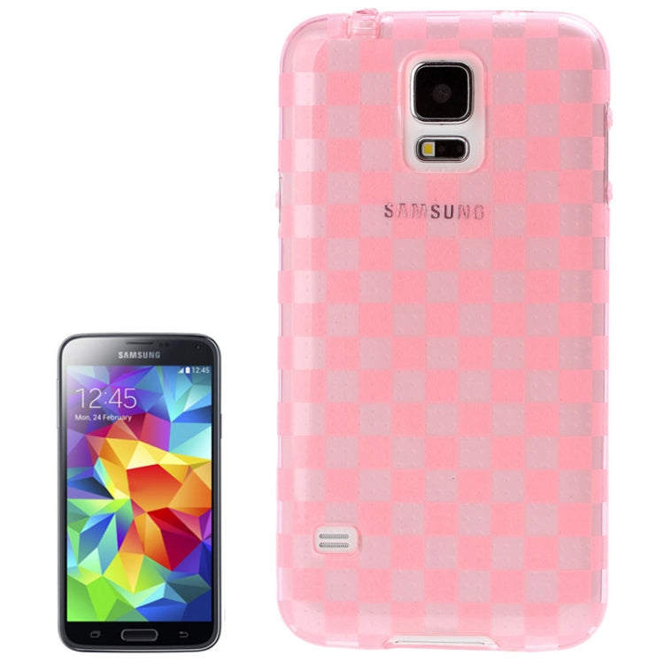 Grid Pattern Translucent TPU Protective Case with Anti-dust Plug for Galaxy S5 / G900