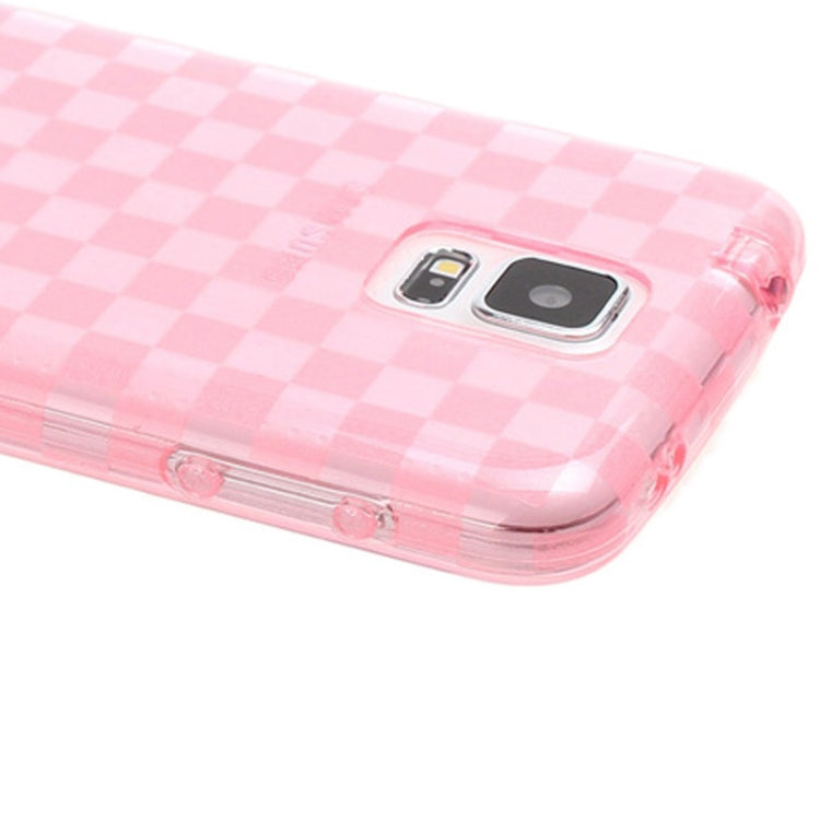 Grid Pattern Translucent TPU Protective Case with Anti-dust Plug for Galaxy S5 / G900