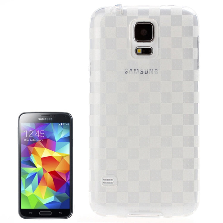 Grid Pattern Translucent TPU Protective Case with Anti-dust Plug for Galaxy S5 / G900