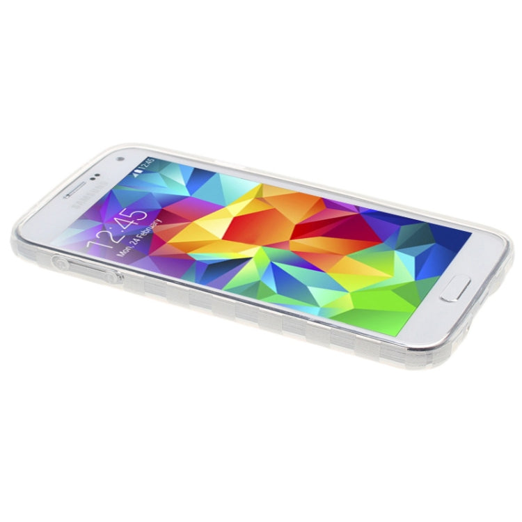 Grid Pattern Translucent TPU Protective Case with Anti-dust Plug for Galaxy S5 / G900