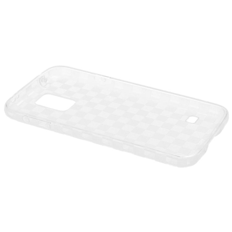 Grid Pattern Translucent TPU Protective Case with Anti-dust Plug for Galaxy S5 / G900