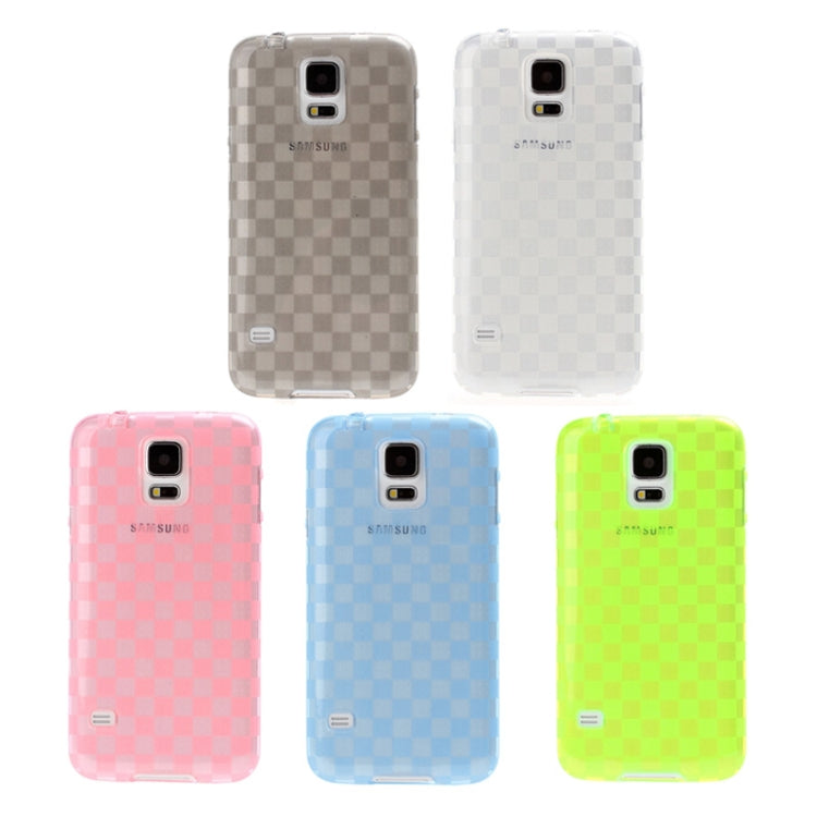 Grid Pattern Translucent TPU Protective Case with Anti-dust Plug for Galaxy S5 / G900