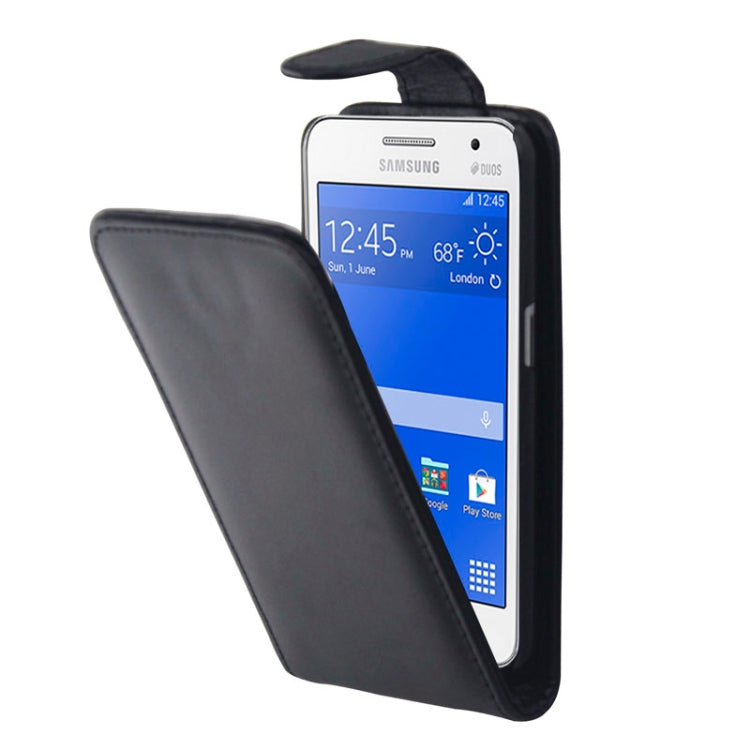 Vertical Flip Leather Case for Galaxy Core II / SM-G355H(Black)