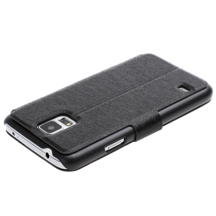 Hairline Texture Swan Diamond Encrusted Flip Leather Case with Holder & Credit Card Slot for Galaxy S5 / G900