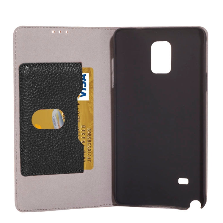Litchi Texture Horizontal Flip Genuine Leather Case with Credit Card Slot&Holder for Galaxy Note 4