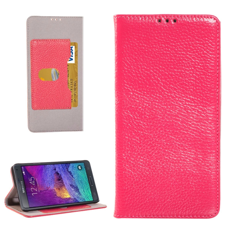 Litchi Texture Horizontal Flip Genuine Leather Case with Credit Card Slot&Holder for Galaxy Note 4