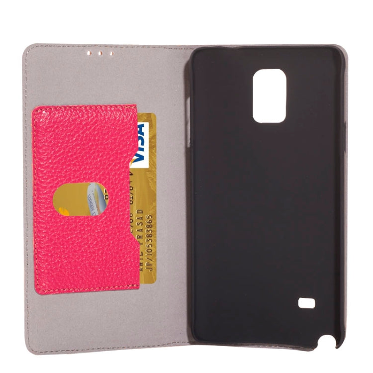 Litchi Texture Horizontal Flip Genuine Leather Case with Credit Card Slot&Holder for Galaxy Note 4