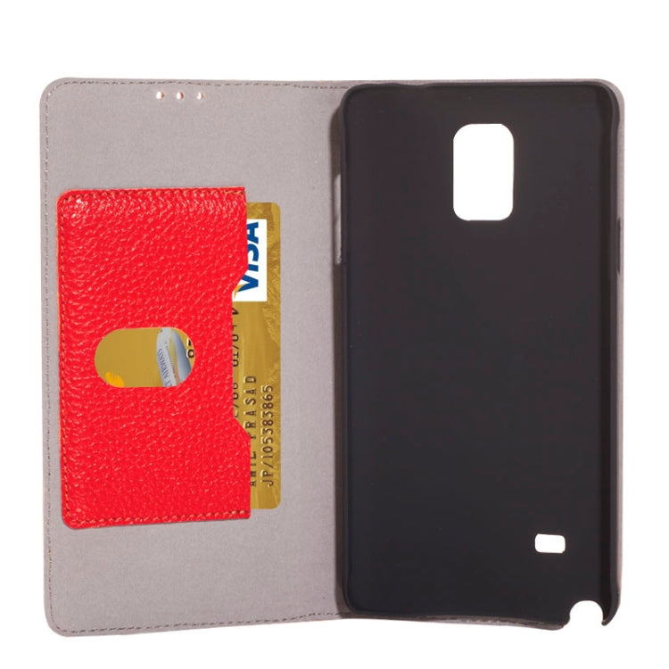 Litchi Texture Horizontal Flip Genuine Leather Case with Credit Card Slot&Holder for Galaxy Note 4
