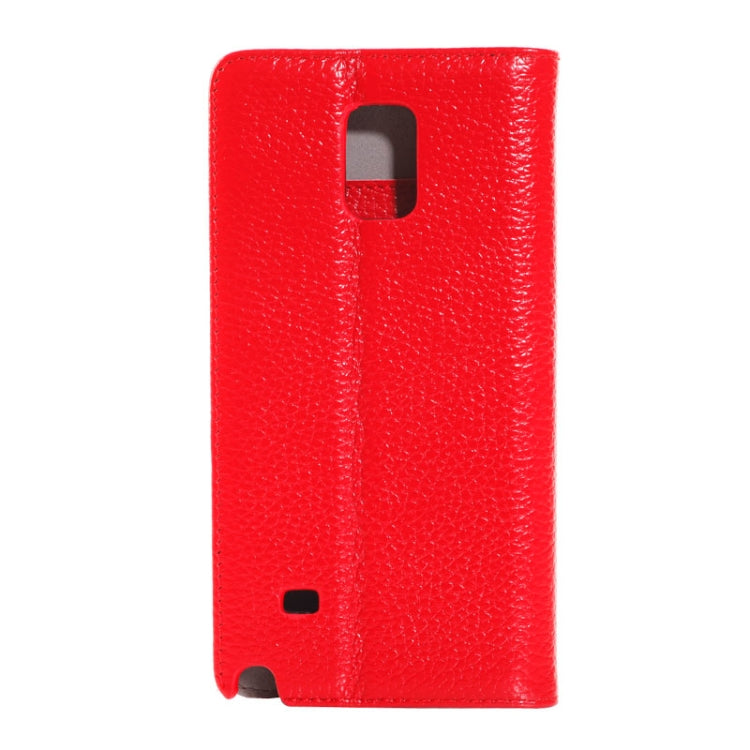 Litchi Texture Horizontal Flip Genuine Leather Case with Credit Card Slot&Holder for Galaxy Note 4