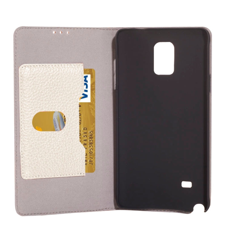 Litchi Texture Horizontal Flip Genuine Leather Case with Credit Card Slot&Holder for Galaxy Note 4