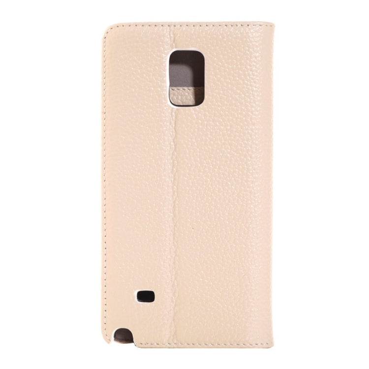 Litchi Texture Horizontal Flip Genuine Leather Case with Credit Card Slot&Holder for Galaxy Note 4