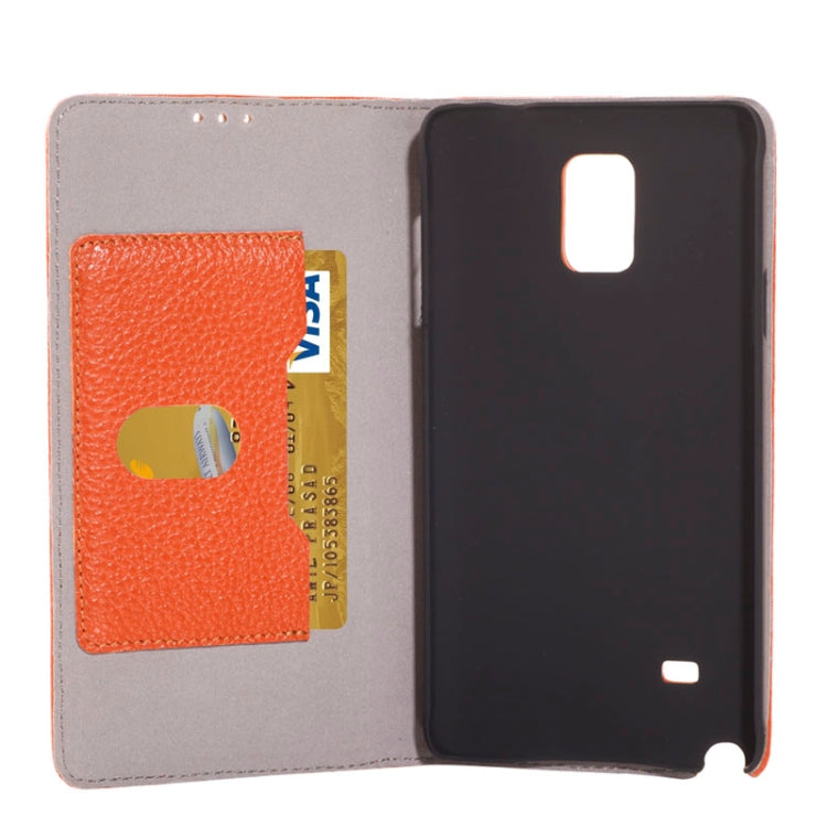Litchi Texture Horizontal Flip Genuine Leather Case with Credit Card Slot&Holder for Galaxy Note 4