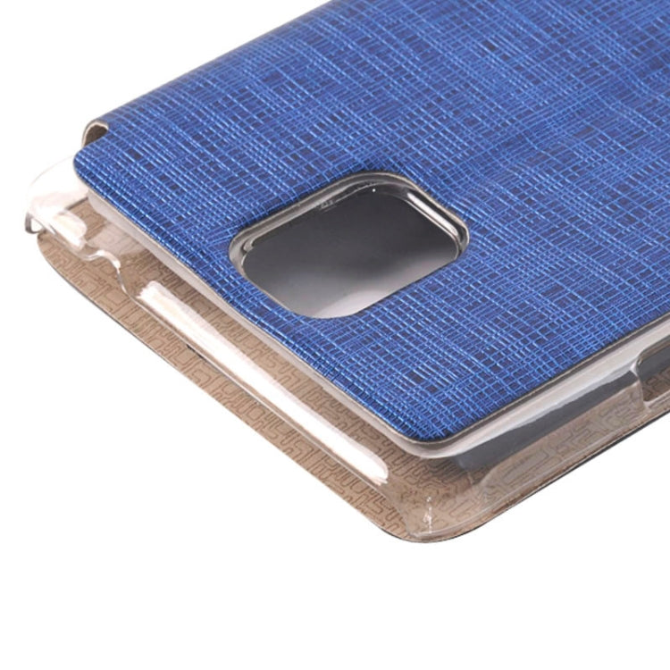 Cross Texture Horizontal Flip Leather Case with Call Display ID for Galaxy Note 4