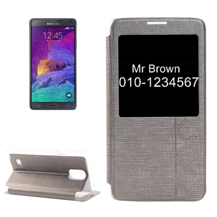 Cross Texture Horizontal Flip Leather Case with Call Display ID for Galaxy Note 4