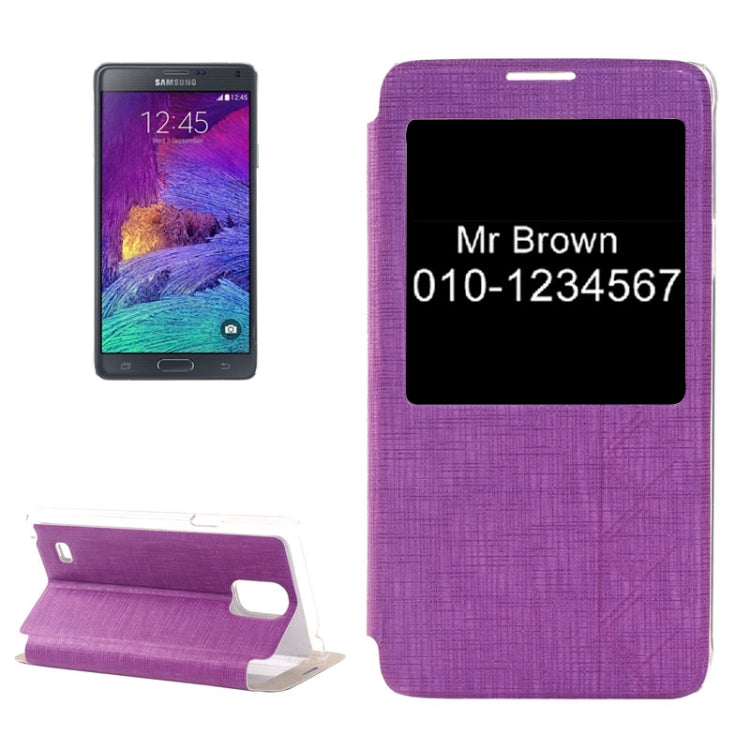 Cross Texture Horizontal Flip Leather Case with Call Display ID for Galaxy Note 4
