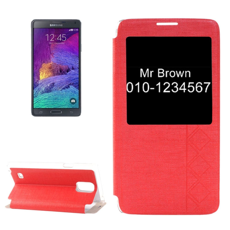 Cross Texture Horizontal Flip Leather Case with Call Display ID for Galaxy Note 4