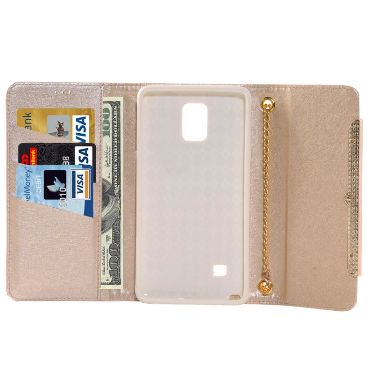 Wallet Style Leather Case with Chain & Card Slots & Money Pocket for Galaxy Note 4