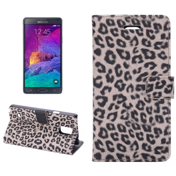 Leopard Pattern Leather Case with Holder & Card Slots & Money Pocket for Galaxy Note 4
