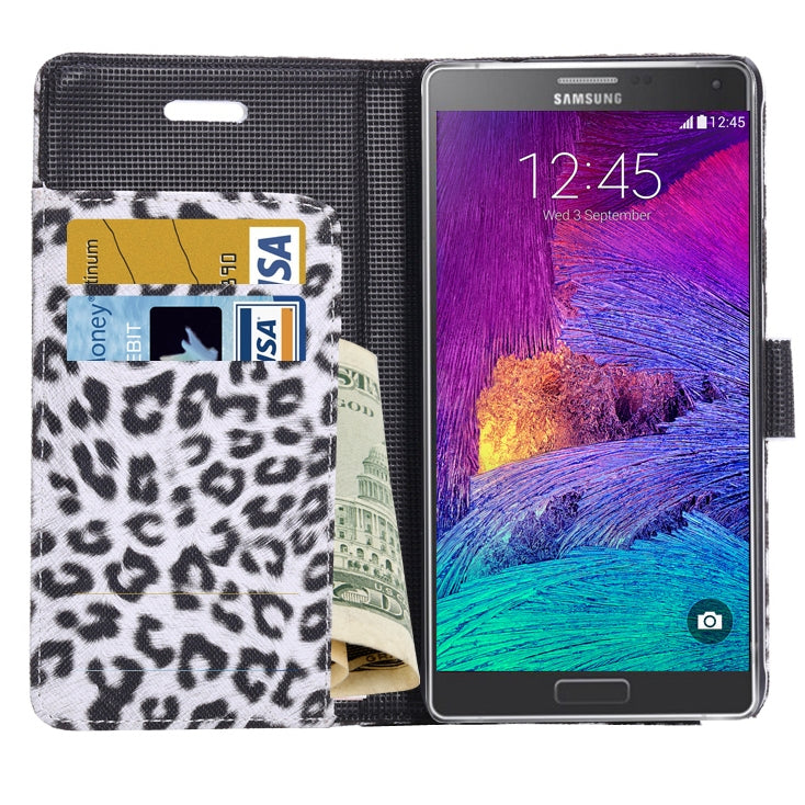 Leopard Pattern Leather Case with Holder & Card Slots & Money Pocket for Galaxy Note 4