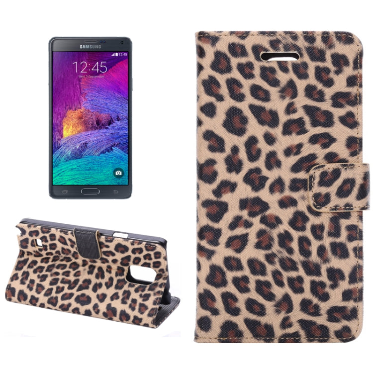 Leopard Pattern Leather Case with Holder & Card Slots & Money Pocket for Galaxy Note 4