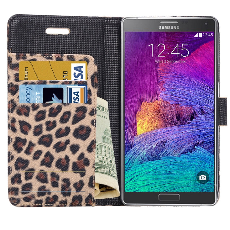 Leopard Pattern Leather Case with Holder & Card Slots & Money Pocket for Galaxy Note 4