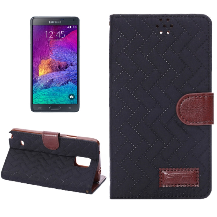Plaid Texture Leather Case with Holder & Card Slots for Galaxy Note 4