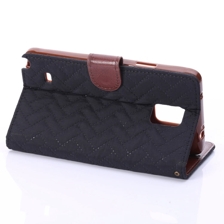 Plaid Texture Leather Case with Holder & Card Slots for Galaxy Note 4