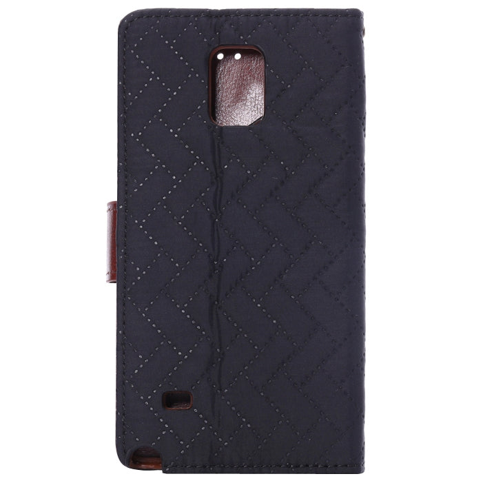 Plaid Texture Leather Case with Holder & Card Slots for Galaxy Note 4