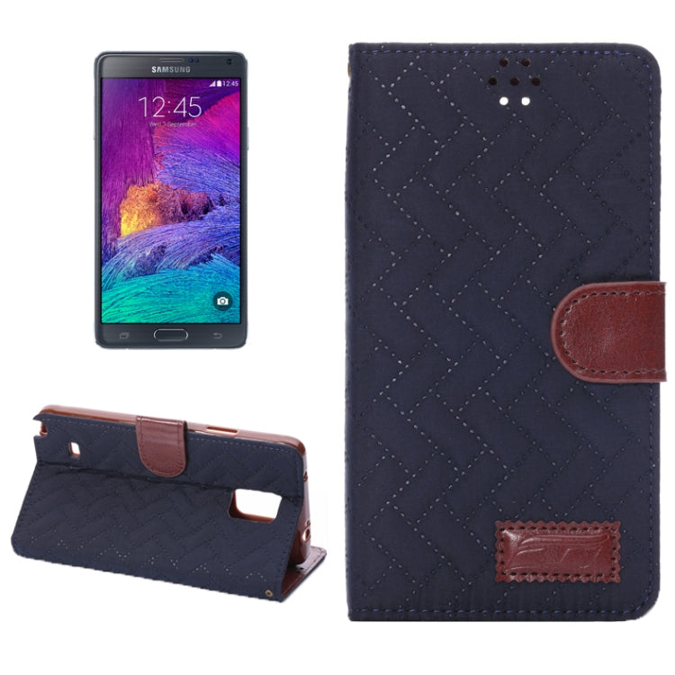 Plaid Texture Leather Case with Holder & Card Slots for Galaxy Note 4