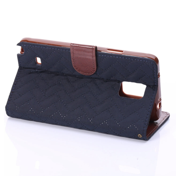 Plaid Texture Leather Case with Holder & Card Slots for Galaxy Note 4