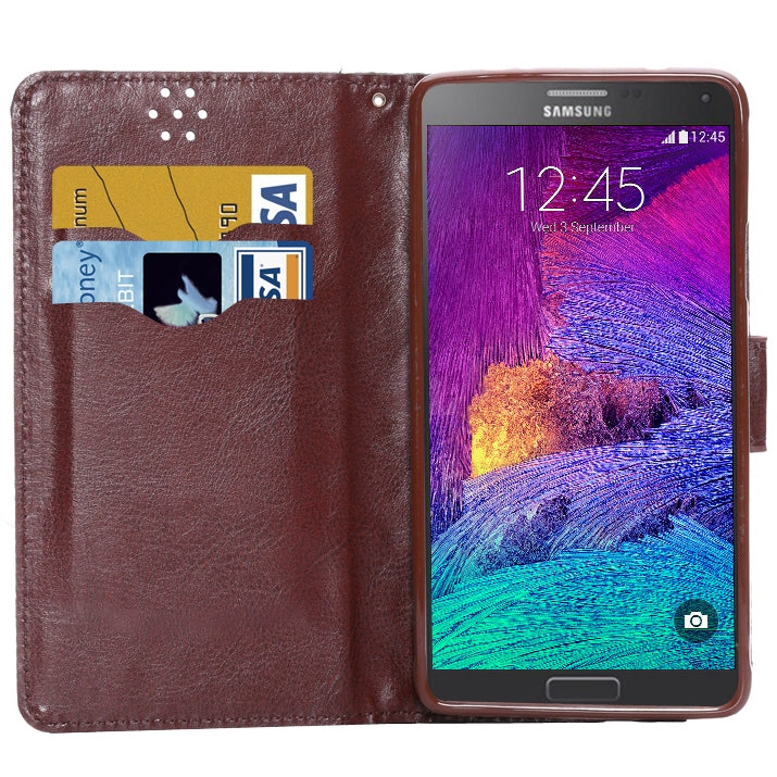 Plaid Texture Leather Case with Holder & Card Slots for Galaxy Note 4