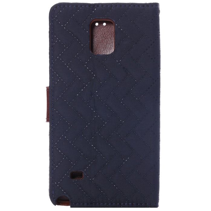 Plaid Texture Leather Case with Holder & Card Slots for Galaxy Note 4