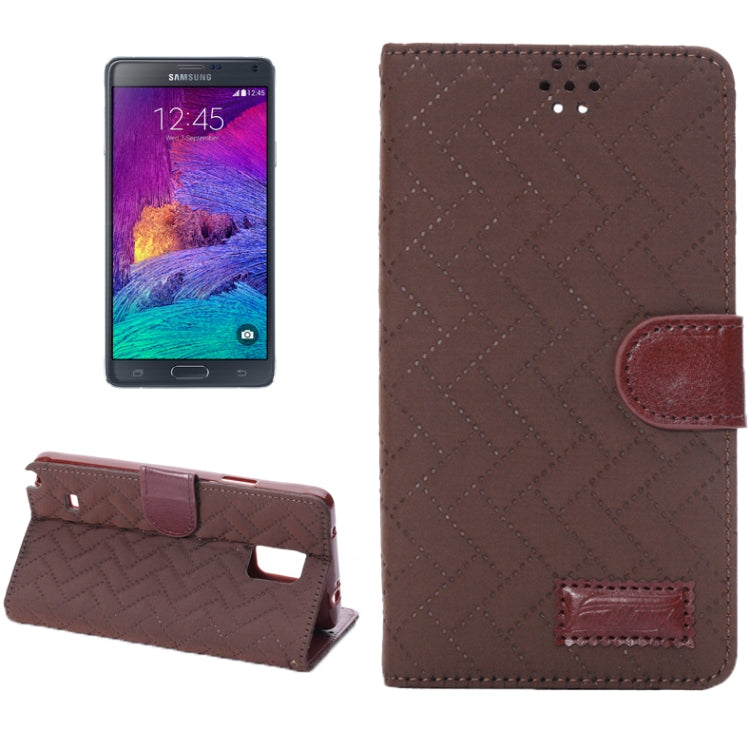 Plaid Texture Leather Case with Holder & Card Slots for Galaxy Note 4