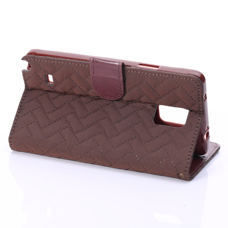 Plaid Texture Leather Case with Holder & Card Slots for Galaxy Note 4