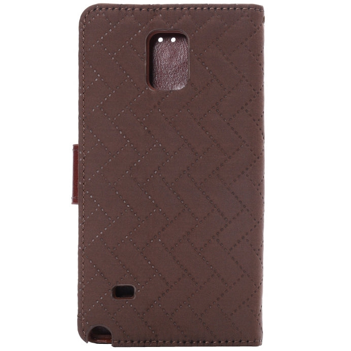 Plaid Texture Leather Case with Holder & Card Slots for Galaxy Note 4
