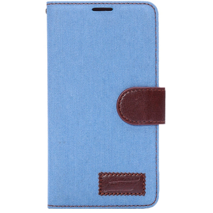 Denim Style Leather Case with Holder & Card Slots for Galaxy Note 4(Blue)