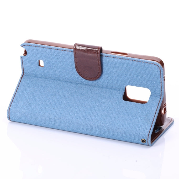 Denim Style Leather Case with Holder & Card Slots for Galaxy Note 4(Blue)