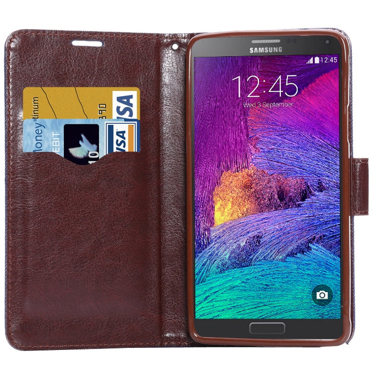 Denim Style Leather Case with Holder & Card Slots for Galaxy Note 4(Blue)