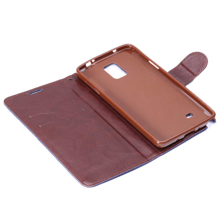 Denim Style Leather Case with Holder & Card Slots for Galaxy Note 4(Blue)