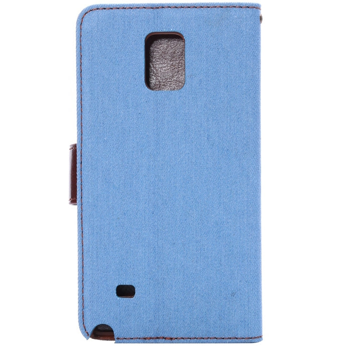 Denim Style Leather Case with Holder & Card Slots for Galaxy Note 4(Blue)